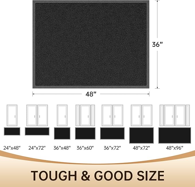 Amyracel Front Door Mat Indoor Outdoor Entrance, 36" x 48" All-Season Waterproof Doormat for Enterway, Heavy Duty Commercial Floor Mat, Fade Resistant, Rubber Back, Low Profile, Easy Clean