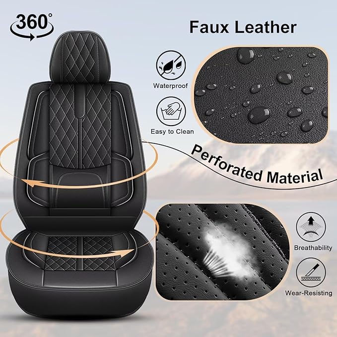 Seat Covers Fit for Chevrolet Chevy Trailblazer 2021-2024: Full Set Breathable Leather Car Seat Covers - Automotive Interior Seat Cushion Protector (2 Rows 5 Seats, Black)
