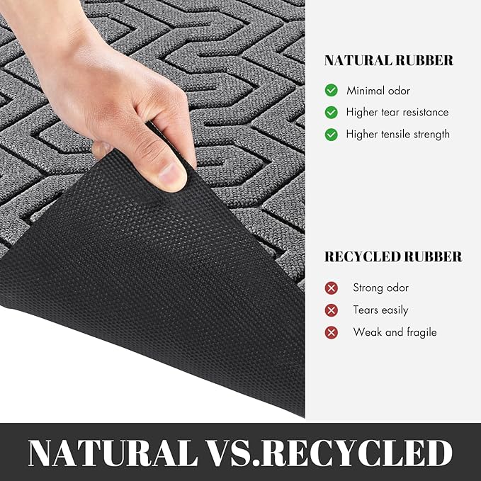 Yimobra Large Door Mat Outside Entrance 47x24, Waterproof Heavy Duty Outdoor Mats for Front Door, Non Slip Rubber Entry Mat for Garage Patio Indoor, Easy Clean, Grey