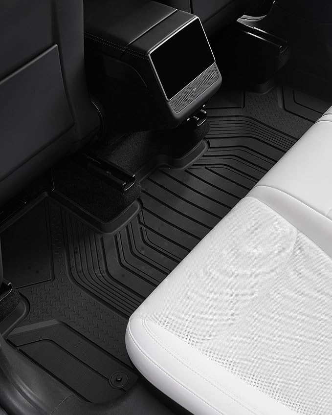 3W 2025 2026 Tesla Model Y Juniper Floor Mats with Rear Cargo Mat & Backrest Mat TPE Anti-Slip All Weather Accessories
