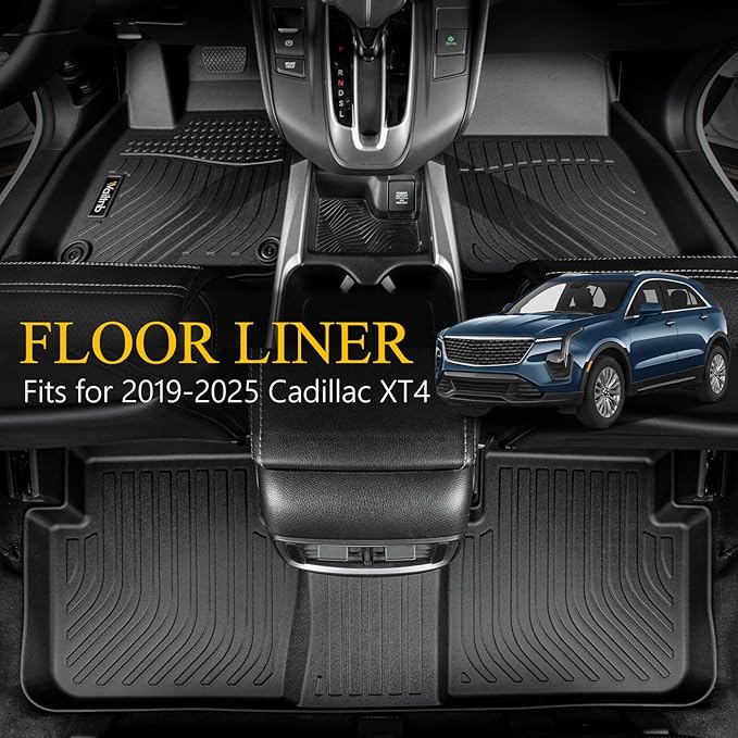 Wailtnb-Floor Mats & Cargo Mat Custom for Cadillac XT4 2019-2025 All Weather Protection TPE Rubber Waterproof Floor Liners XT4 Full Set Black Accessories