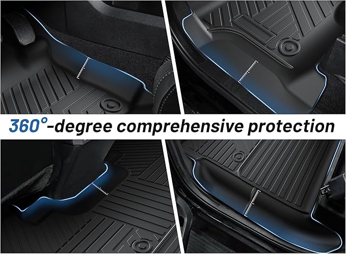 TPE All-Weather Floor Mats for Ford F-150 2015-2025 | Custom Fit Heavy Duty Truck Floor Liners | Front & Rear Row Protection | Durable, Odorless, Easy to Clean (3-Piece Set, Black)