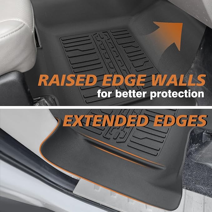 TripleAliners Floor Mats All Weather Liner Compatible with 2015-2024 2025 Ford F150 Regular Cab Accessories 1st Row TPE Liner for Bench Seat with Vinyl Flooring 1pc