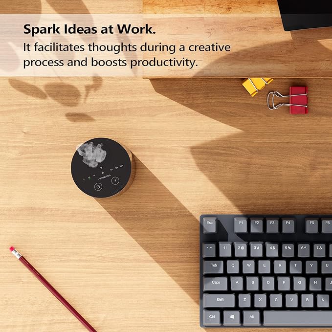 Airversa Waterless Essential Oil Diffuser Starter Kit with 4 x 10mL Fragrance Oil, Battery Operated Mini Scent Air Machine Portable Diffuser for Home Car Office, AN8 Kit2 Black