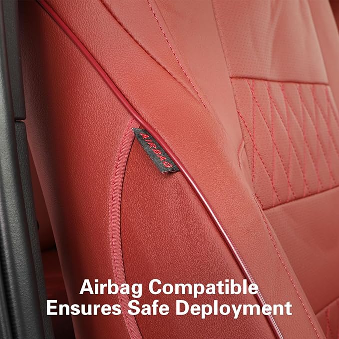 EKR Custom Fit Tacoma Front Car Seat Covers for Select Toyota Tacoma (Petrol & Hybrid) 2024 2025 2026 Double cab SR,SR5,TRD Sport,TRD Off-Road,Limited - Front Row Only,Leather (Burgundy)