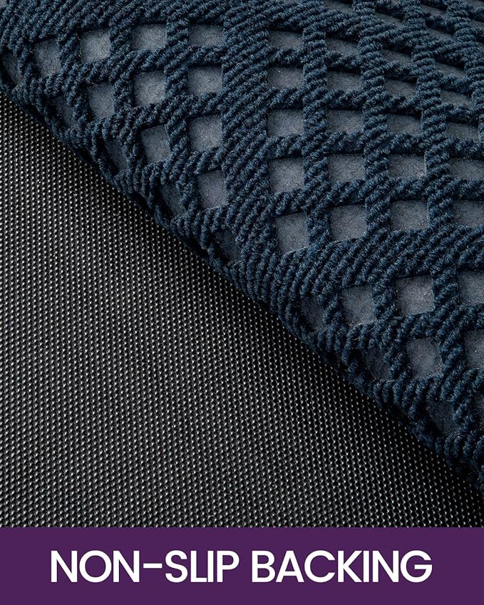 DEXI Front Door Mat Outside Entrance, Rubber Entry Doormat Heavy Duty, Welcome Mats Non Slip for Inside House Floor Entryway Back Doors Exterior Patio, 17x29, Rhombic Blue