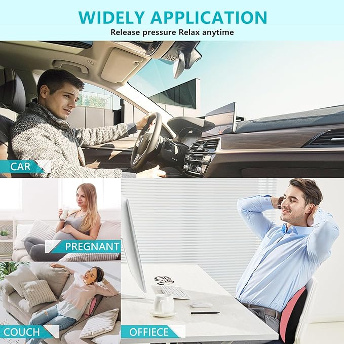 FLORICH Lumbar Support with Car headrest Back Pillow for Chair Headrest Pillow with Gel Memory Foam Massage Point Memory Foam Back Pillow for Office Chair(Light Pink)