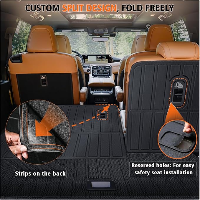 All Weather Car Floor Mats Cargo Liner with Backrest Mat for 2025 2026 Nissan Armada/Infiniti QX80 8 Seats, TPE Rubber Liners Full Set Automotive Mats for 2025 2026 Nissan Armada Accessories