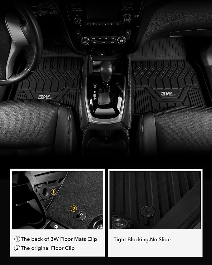 3W Floor Mats & Cargo Mats for Nissan Rogue 2026-2021 S/SV/SL/Platinum, Custom Fit TPE All Weather Floor Liner for Rogue Accessories Full Set Car Mats & Trunk Mat (Not Fit Rogue Sport), Black