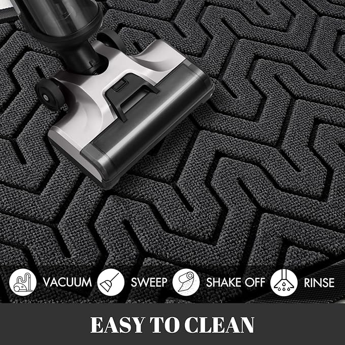 Yimobra 72x24 Indoor Outdoor Runner Rug, Heavy-Duty Entrance Mat for High Traffic Areas, Commercial Grade Welcome Door Mat, Easy Clean Black