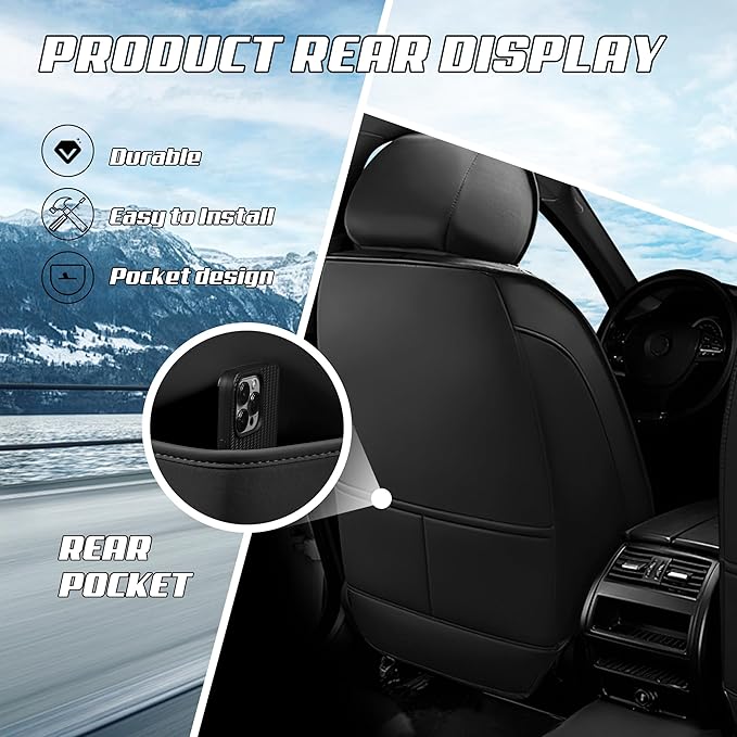 Car Seat Covers Fit for Toyota Camry 2000-2025, Stylish Sport Seat Covers, Waterproof Wear-Resistant Premium Nappa Leather Car Seat Cover.(Full Set/Black Blue)