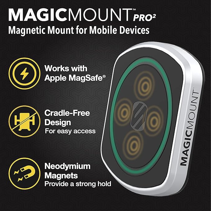 Scosche MP2ODVM-XTSP MagicMount Pro2 Dash/Vent/Window 4-in-1 Magnetic Cell Phone Holder Car Mount Kit Compatible with MagSafe, iPhones, Galaxy, Pixel & All Smartphones
