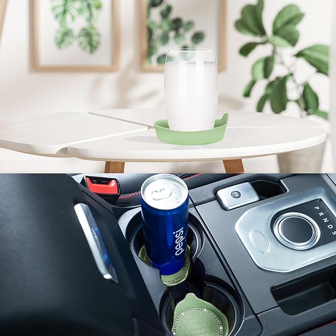 Amooca Car Cup Coaster Universal Non-Slip Cup Holders Bling Crystal Rhinestone Car Interior Accessories 4 Pack Tea Green