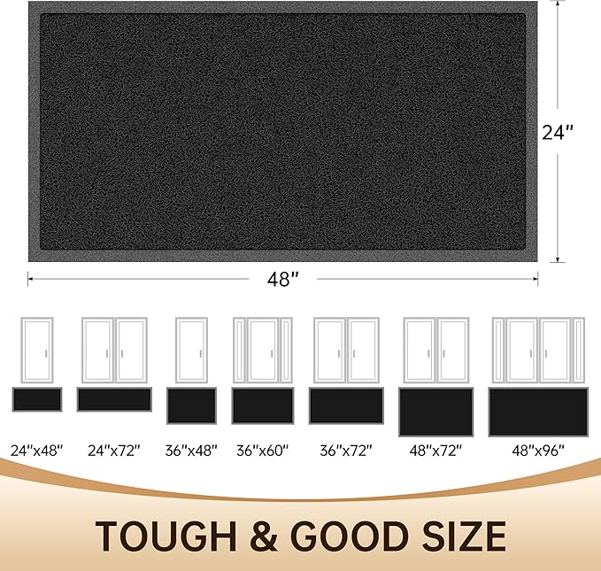 Amyracel Front Door Mat Indoor Outdoor Entrance, 24" x 48" All-Season Waterproof Doormat for Enterway, Heavy Duty Commercial Floor Mat, Fade Resistant, Rubber Back, Low Profile, Easy Clean