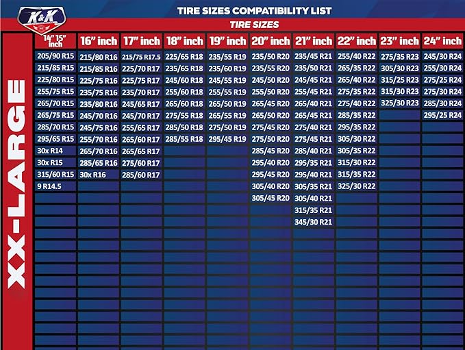 K&K Auto Snow Socks for Tires – Pro Series for Ultimate Grip Approved Snow Chain Alternative Traction Device – Tire Sock for SUV Van Pickup Truck – Winter Travel Accessory Emergency Kit – XXL (2pcs)