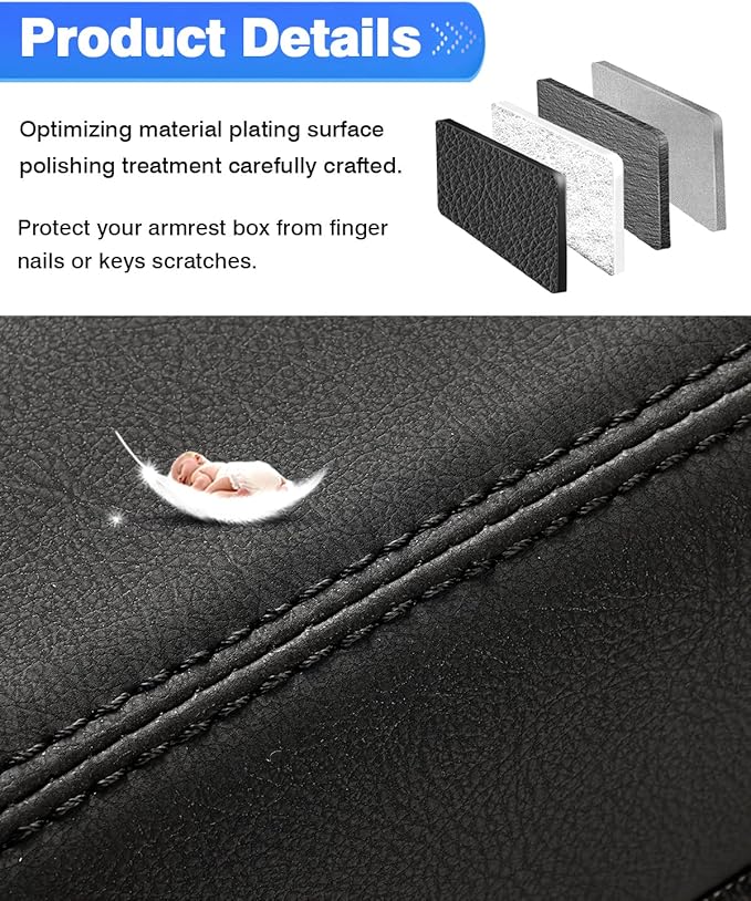 Autorder Center Console Cover for 2018-2024 Chevrolet Traverse Accessories Armrest Cover Anti-Scratch Middle Console Pad Leather Armrest Protector