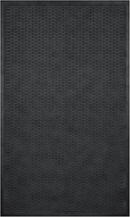 Ottomanson Heavy Duty Rubber Floor Mat – Non-Slip, Waterproof, Easy to Clean – Utility Rug for Entryway, Kitchen, Garage, or Patio – Stain Resistant, Hose Washable – 35" x 60", Black