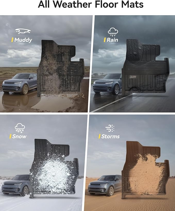 3W Floor Mats & Cargo Liner Fit Range Rover Sport 2023-2025 (Not for Range/Land Rover Discovery Sport) TPE All Weather Custom Fit for Land Rover Sport 1st and 2nd Row Full Set Car Liners, Black