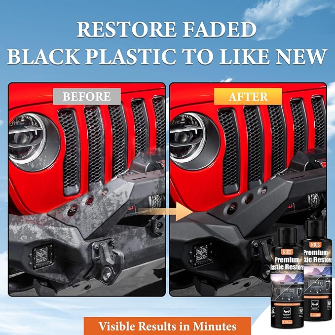 240ML Plastic Restorer for Cars, Car Plastic Restorer, Black Trim Restorer, Restores Faded Plastic, Plastic Restorer for Car Exterior & Interior