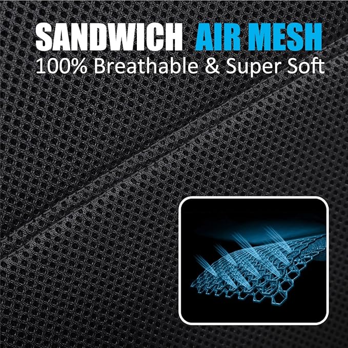 P&J AUTO Leather and Mesh Car Seat Cover Full Set in 9pcs Universal Fit for Cars Trucks Vans & SUVs Airbag Compatible (Black)