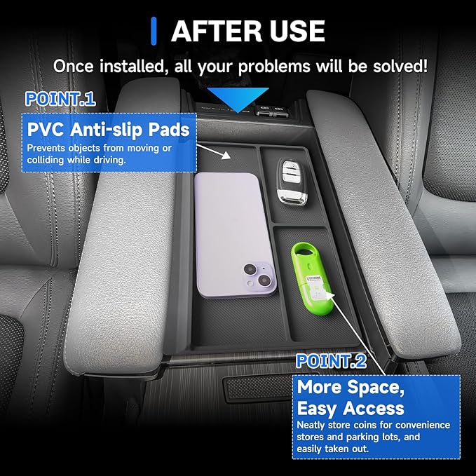 SXCY for 2025 Toyota Sienna Accessories 2021-2025 Sienna Armrest Protective Mats [Not for Cool Box] 2024 2025 Sienna Accessories Center Console Inserts Liner Anti-Slip Anti-Dust Waterproof Mats