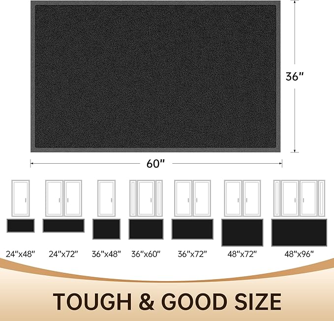 Amyracel Front Door Mat Indoor Outdoor Entrance, 36" x 60" All-Season Waterproof Doormat for Enterway, Heavy Duty Commercial Floor Mat, Fade Resistant, Rubber Back, Low Profile, Easy Clean