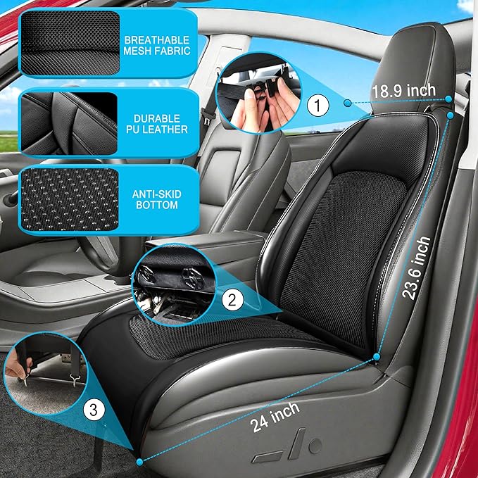 Summer Cooling Seat Cover for Car Front Seat Massage Hot Cooling Car Seat Cushion Ventilated Seat Cover Winter Car Seat Cooling Pad 12V 16 Fans Seat Cooler Pad (Black)