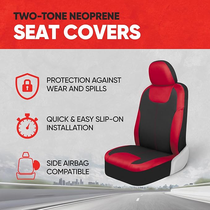 Motor Trend 2 Waterproof Front Seat Covers + 2 Trimmable Floor Mats – Universal Fit Car Interior Combo Set for Cars, Trucks, SUVs & Vans – All-Weather Protection for Vehicle Seats & Flooring