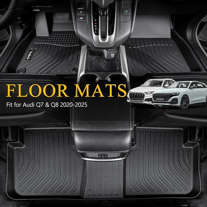 Wailtnb-All Weather Floor Mats for Audi Q7 & SQ7 Audi Q8 2020-2024 Liners Custom Fit Audi Q7 & Audi Q8 2020-2024 Waterproof Durable Easy to Clean Accessories