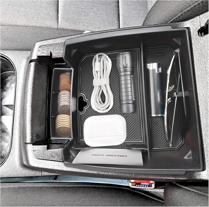 SXCY for 2023-2025 Chevy Colorado/GMC Canyon Center Console Organizer for Colorado Accessories 2024 2025 Canyon Console Tray 2024 2025 Colorado Armrest Console Organizer(Black)