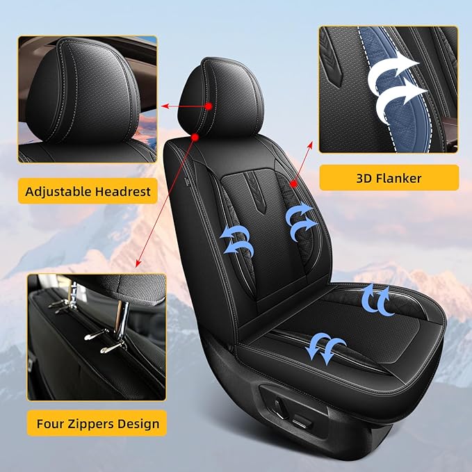 AOMSAZTO Car Seat Covers Fit for Chevrolet Chevy Equinox 2010-2025 2026 Full Set Leather Car Seat Cover Automotive Seat Cushion Seat Protector Waterproof Compatible Airbag(5 Seats,Black)