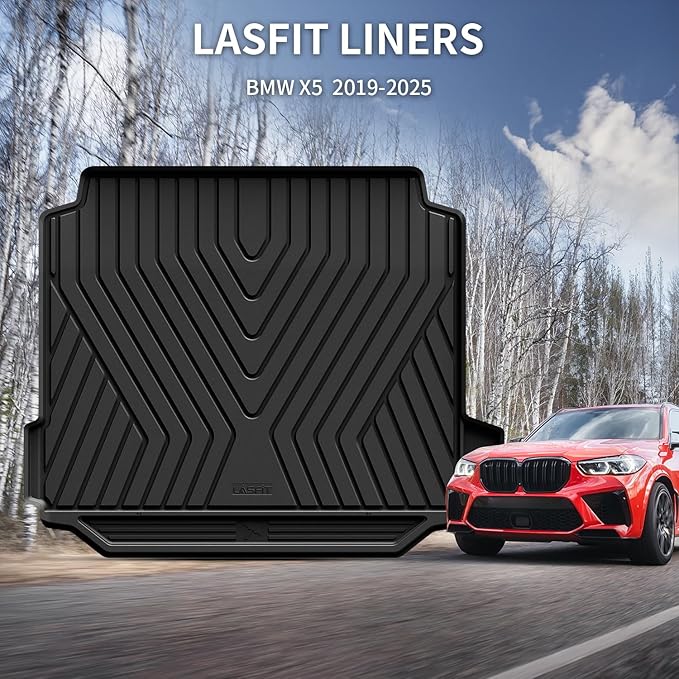 LASFIT Trunk Mat for BMW X5 2026 2025 2024 2023 2022 2021 2020 2019, All Weather TPE Cargo Mats Custom Fit Cargo Liner Front & Rear Trunk liner, Only for 5 Passenger Without Luggage Compartment, Black