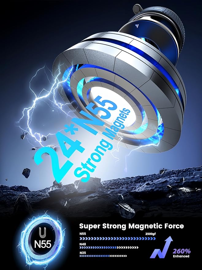 Upgraded 360° Vacuum Magnetic Phone Holder, Magnetic Car Phone Mount, Hands-Free Suction Cup Phone Holder for Car/Gym/Mirror/Shower/Smooth Surface, Car Mount Fit for iPhone 17 Pro Max White