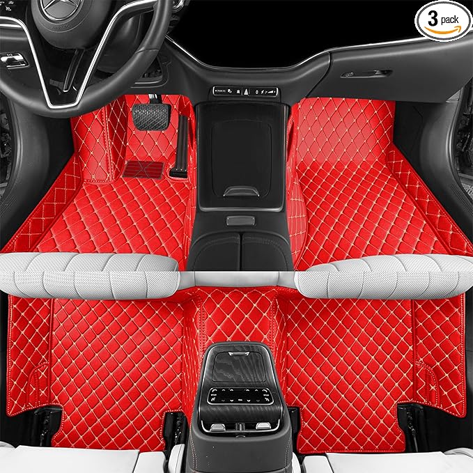 Luxury car Floor mats are for 99% of Vehicle Models,All Weather car Floor mats Provide Comprehensive Protection for Vehicles,Floor mats for car Personalized Customization! (Red Rice)