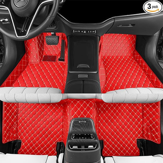 Luxury car Floor mats are for 99% of Vehicle Models,All Weather car Floor mats Provide Comprehensive Protection for Vehicles,Floor mats for car Personalized Customization! (Red Rice)