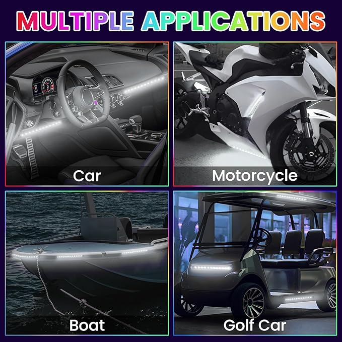 Atmosphere Lights Kit Strip Lights 2in1 Light Interior Car Lights Ambient Light Strip Flexible Color for car, DIY Interior and Exterior Decoration