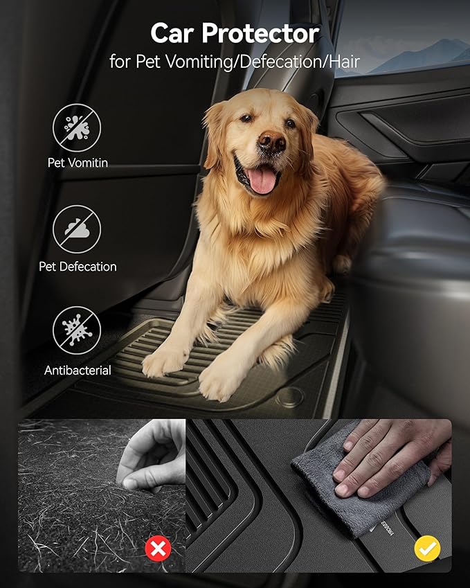 3W Floor Mats Fit for Honda Odyssey 2018-2026,TPE All Weather Custom Fit Floor Liner 1st, 2nd 3rd Row Car Mats,Black