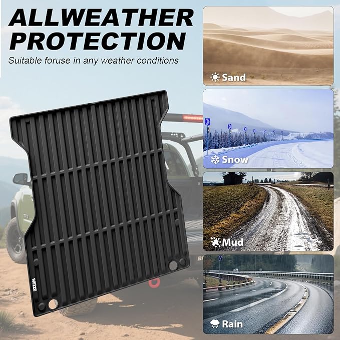 WEIZE Truck Bed Mat for Toyota Tacoma 2024-2025(5 ft,60.3in), All Weather Protection TPE Truck Bed Liner Durable Easy Clean Black