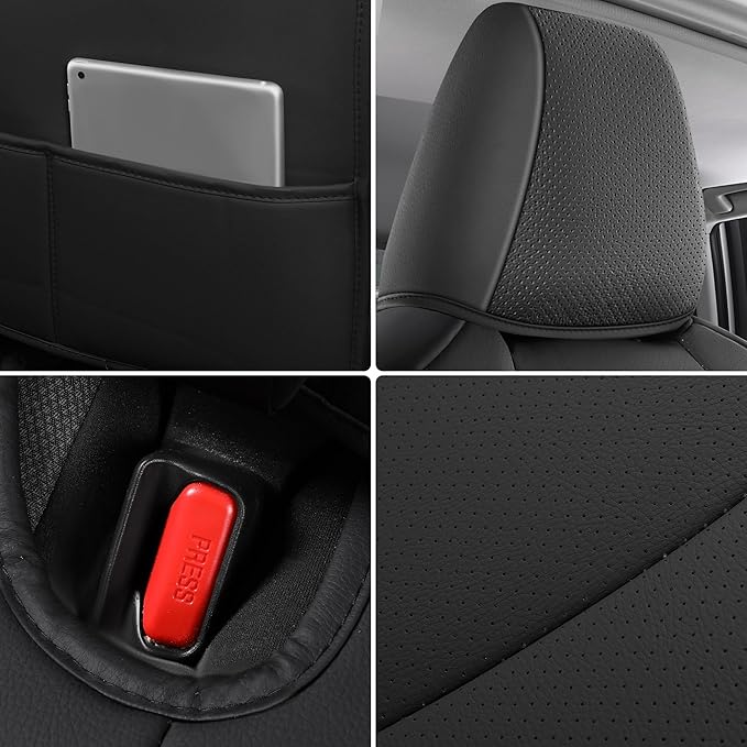 AOOG Leather Car Seat Covers Fit RAV4, Waterproof Faux Leather Seat Covers Custom Fit for Toyota RAV4 2019 2021 2022 2023 LE,XLE,XLE Premium, Limited (Front Pair, Black)
