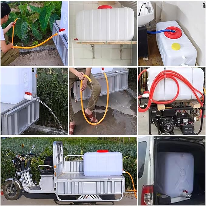 Large Water Storage Tank BPA Free Water Jug Container with Spigot, Portable Food Grade Plastic with Wide Opening for Outdoor Camping Hiking RV Emergency(Size:200L,Color:White)