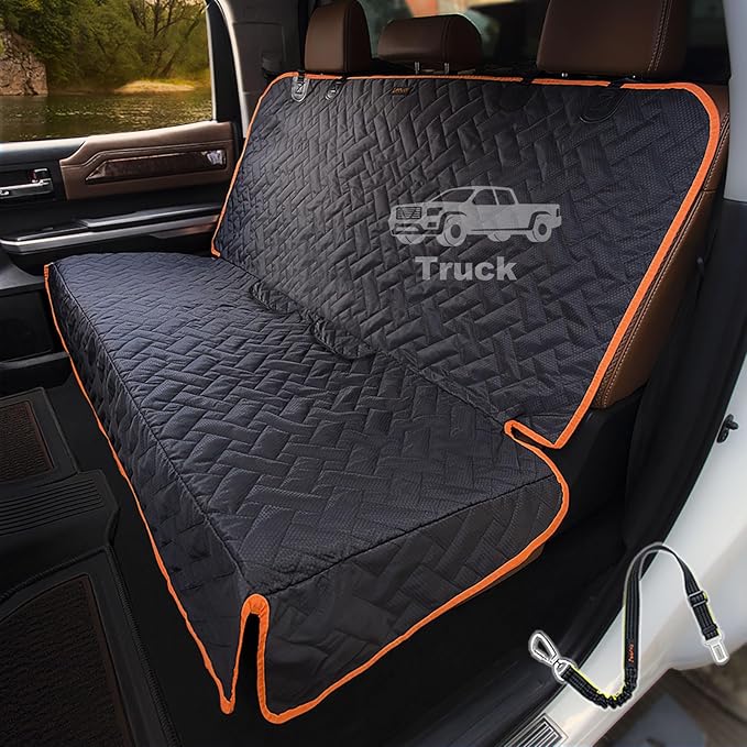 iBuddy Back Seat Cover for Truck, Easy-Install Dog Bench Seat Cover for Trucks Ford F150 F250/Chevrolet Silverado/Ram/GMC Sierra Keep Car Seats Clean & No Scratches Odor Free Pet Pickup Seat Protector