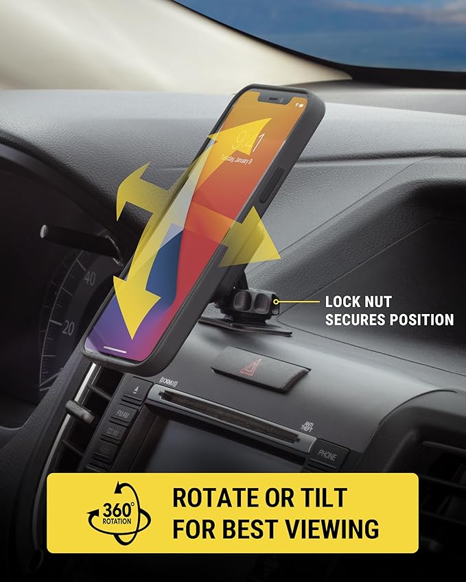 Scosche MXDM Magnetic Phone Holders for Your Car, Dashboard Cell Phone Holder with Extra Strong Magnet and Thick Metal Plate, Car Mount Cellphone Stand Compatible with iPhone, Samsung and More, 2 Pack