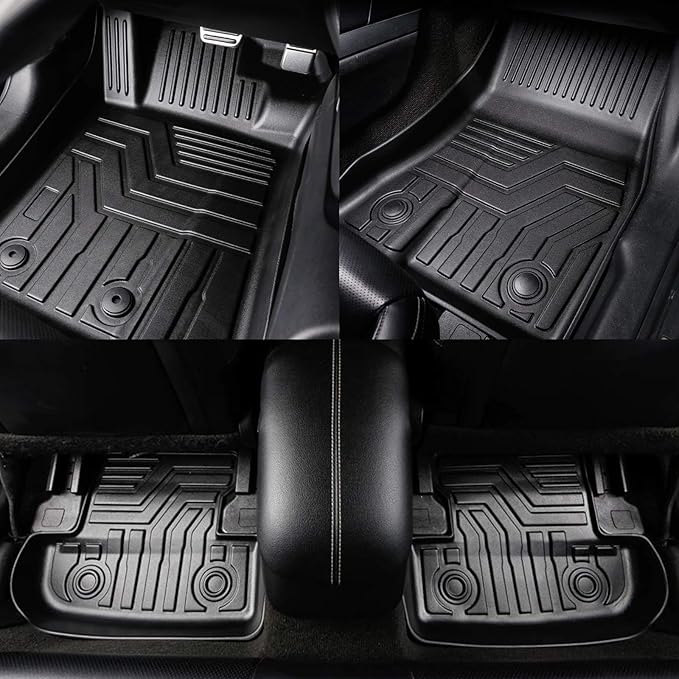 AOMSAZTO Floor Mats for Ford Mustang/Mustang GT 2015-2024 2025 - All Weather Car Floor Liners 1st & 2nd Row Anti Skid Car Mats (Fit Convertible/Coupe/GT/EcoBoost Models)