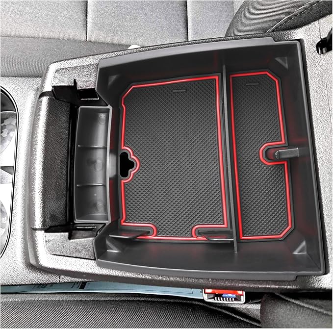 SXCY for 2023-2025 Chevy Colorado/GMC Canyon Center Console Organizer for Chevrolet Colorado Accessories 2024 2025 Canyon Console Tray 2024 2026 Colorado Armrest Console Organizer(Red)