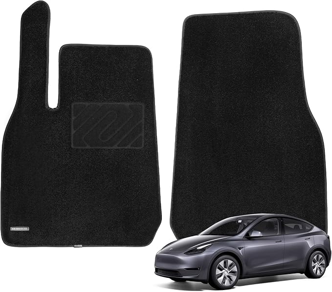 WENNEBIRD Superior Carpet Front Row Floor Mats for 2020-2025 Tesla Model Y, 0.6-Inch Ultra-Thick, Noise-Reducing, All-Weather Waterproof Anti-Slip – 2-Pc Set