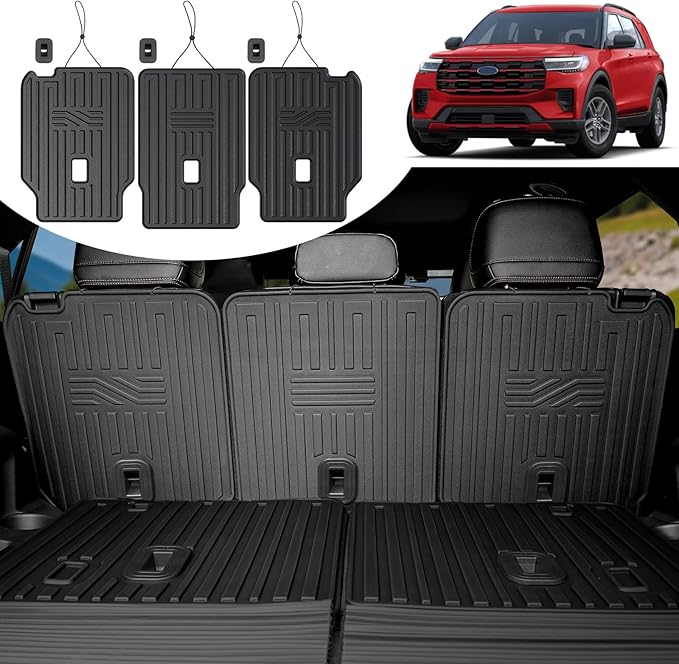 Kick Mats for 2020-2025 Ford Explorer, 2nd Row All-Weather TPE Seat Back Covers Backrest Mats for 2024 2025 Ford Explorer ST Accessories (7 Passenger Only)