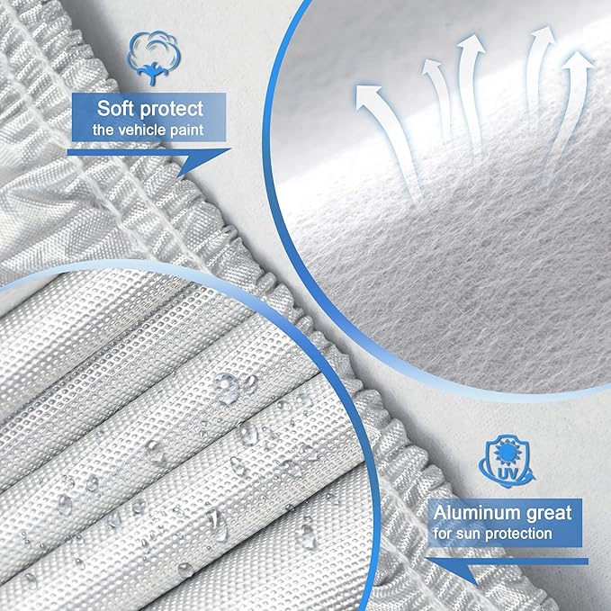 [2025 Upgrade] 10-Layer Waterproof Sports/Coupe/Cabriolet Car Cover. All Weather Full Outdoor Covers. Dodge Challenger, Sebring, Firebird Etc. Size A5 (Length 194 to 203 inch)