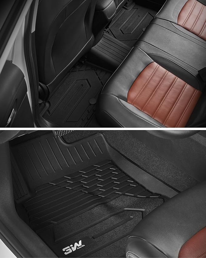 3W Floor Mats Custom Fit for Chevrolet Traverse 2018-2023, TPE All Weather Chevy Traverse Floor Liner 1st and 2nd Row Full Set Car Mats Accessories (ONLY for Bucket Seat 2-Row)