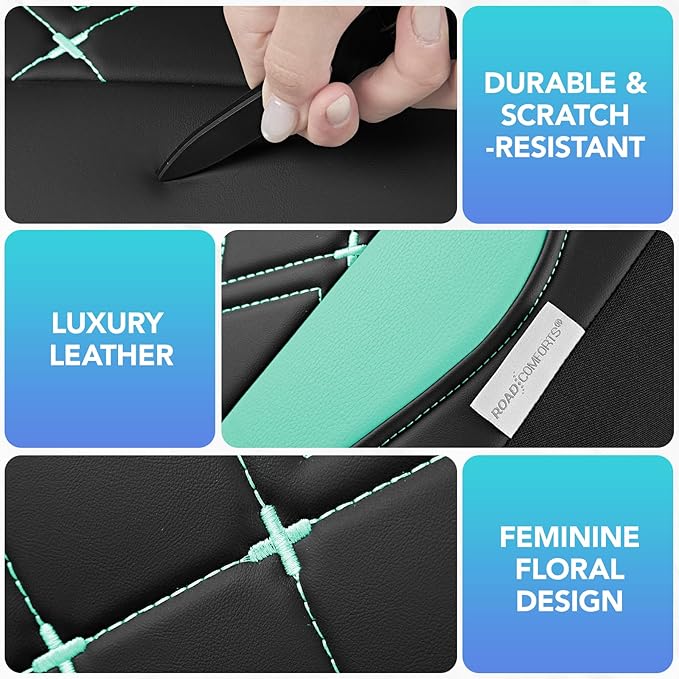 Road Comforts Seat Covers, Premium Leather Car Seat Covers Full Set for Women Girls,Airbag Compatible, Automotive Seat Covers Universal Fit Most Cars,Vans,Truck,SUV