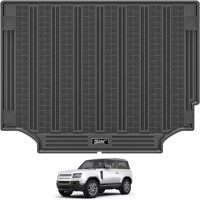 3W Cargo Liner Fit 2020-2024 2025 Land Rover/Range Rover Defender 110 5 Seats, (NOT for Defender 110s/Rubber Flooring), TPE All Weather Custom Fit Trunk Mat for Land Rover Defender, Black